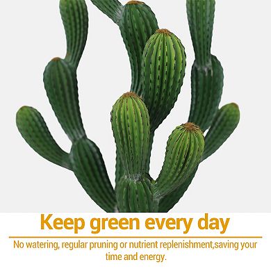 Realistic Artificial Cactus Plant with Planter, UV Resistant Faux Plant for Home Office Decor