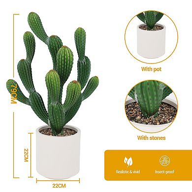 Realistic Artificial Cactus Plant with Planter, UV Resistant Faux Plant for Home Office Decor