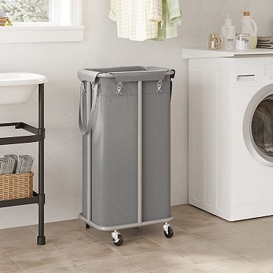 Rolling Laundry Hamper Wheels Large Basket Organizer Cart Steel Frame Removable Bag Foldable Tall