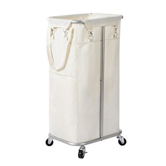Rolling Laundry Hamper Wheels Large Basket Organizer Cart Steel Frame Removable Bag Foldable Tall