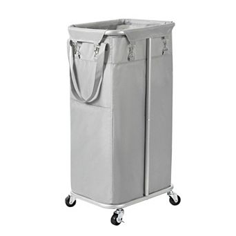 Rolling Laundry Hamper Wheels Large Basket Organizer Cart Steel Frame Removable Bag Foldable Tall