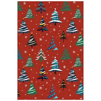 Festive Christmas Tree Area Rug, Soft Washable Non-Slip Floor Mat Holiday Decor, Easy Storage