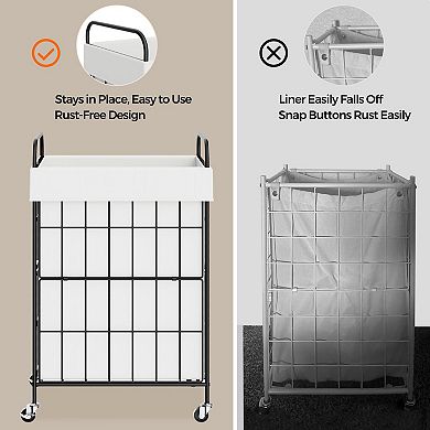 Laundry Hamper With Wheels Basket Handle Sorter Removable Liner Bag