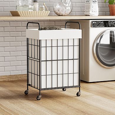Laundry Hamper With Wheels Basket Handle Sorter Removable Liner Bag