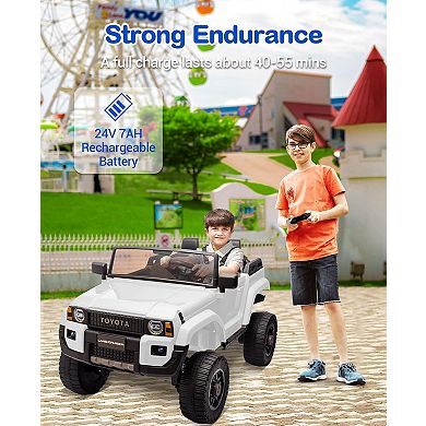 24V Kids Ride On Dump Truck, Auto Lift Bed, Shovel, LED Lights