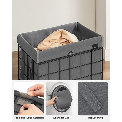 Laundry Hamper Basket Collapsible Clothes Removable Washable Liner Metal Wire Frame Bedroom Bathroom
