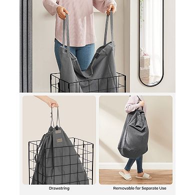 Laundry Hamper Basket Collapsible Clothes Removable Washable Liner Metal Wire Frame Bedroom Bathroom