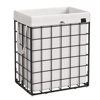 Laundry Hamper Basket Collapsible Clothes Removable Washable Liner Metal Wire Frame Bedroom Bathroom
