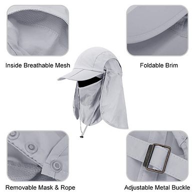 Foldable Sun Cap Fishing Hat UPF 50+ Face Mask Neck Flap