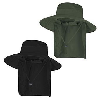 Sun Hat UPF 50+ Wide Brim Bucket UV Protection Safari Neck Flap