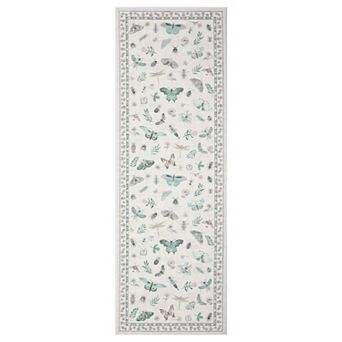 Washable Floral Kitchen Runner, Non-Slip Butterfly Rug for Hallway, Bedroom Decor, Easy-Clean Carpet