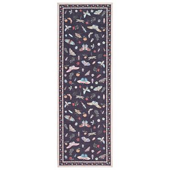 Washable Floral Kitchen Runner, Non-Slip Butterfly Rug for Hallway, Bedroom Decor, Easy-Clean Carpet