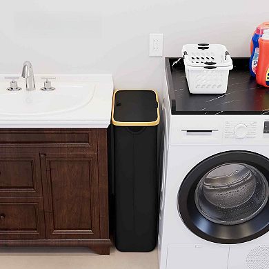 Slim Laundry Hamper With Lid Narrow Clothes Basket Bin Handles Skinny Tall Collapsible Bedroom