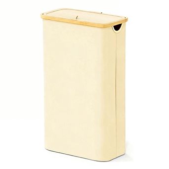 Slim Laundry Hamper With Lid Narrow Clothes Basket Bin Handles Skinny Tall Collapsible Bedroom