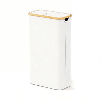 Slim Laundry Hamper With Lid Narrow Clothes Basket Bin Handles Skinny Tall Collapsible Bedroom