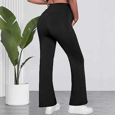 Maternity Over The Belly Flare Pants, High Waist Support Wide Leg Pregnancy Pants