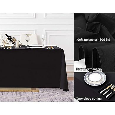 Black Polyester Tablecloth Rectangular Cover for Weddings & Banquets