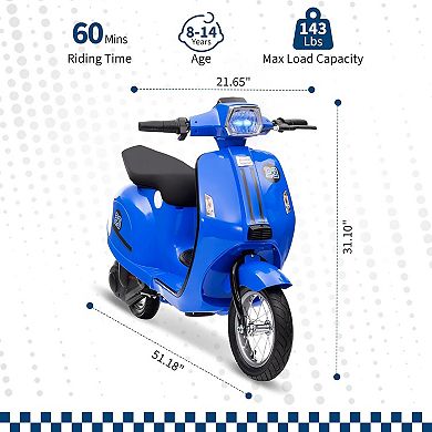 24V 350W Kids Electric Motorcycle, Dual Drive Modes, Twist Throttle, LED Light