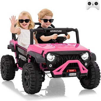 24V Kids 2 Seater Ride-On Car, 4WD Electric Toy w/ Parent Remote, LED Lights