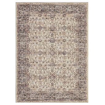 Vintage Bohemian Area Rug for Living Room, Washable Carpet with Non-Slip Backing, Soft Pastel Rug