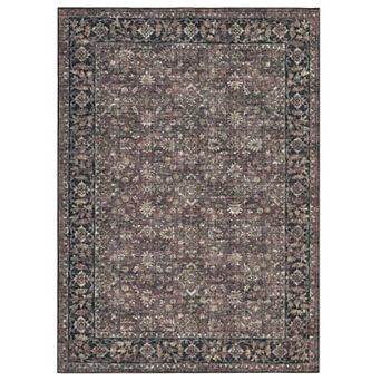 Vintage Bohemian Area Rug for Living Room, Washable Carpet with Non-Slip Backing, Soft Pastel Rug