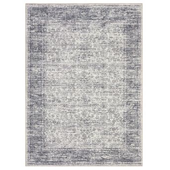 Vintage Bohemian Area Rug for Living Room, Washable Carpet with Non-Slip Backing, Soft Pastel Rug