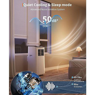 Portable Air Conditioner Unit with Dehumidifier and Fan, Remote Control and Timer