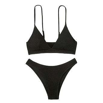 Women's Ribbed Bikini Sets Scoop Neck Swimsuit Textured Bathing Suit