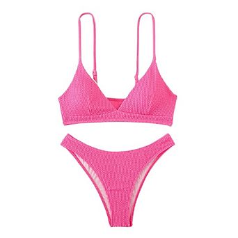Women's Ribbed Bikini Sets Scoop Neck Swimsuit Textured Bathing Suit