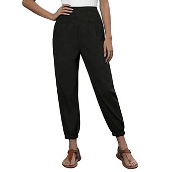Women's Elastic High Waisted Joggers Casual Pants Lounge Trousers with Pockets