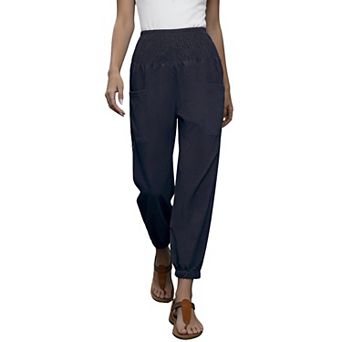 Women's Elastic High Waisted Joggers Casual Pants Lounge Trousers with Pockets