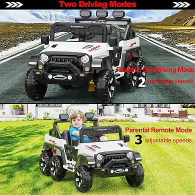 24V 4WD Ride On Car for Kids, EVA Wheels, Remote Control, LED Lights, Music