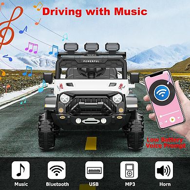 24V 4WD Ride On Car for Kids, EVA Wheels, Remote Control, LED Lights, Music