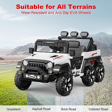 24V 4WD Ride On Car for Kids, EVA Wheels, Remote Control, LED Lights, Music