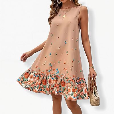 midi summer dress with short sleeves Powder Midi Summer Dress with Short Sleeves Blue / M
