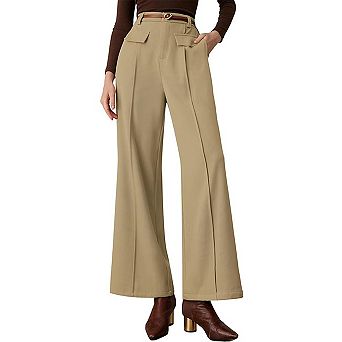 Women's High Waist, Wide Legs, Straight Tube,Commuting, Business, Leisure Pocket, Suit Pants