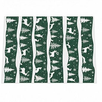 Washable Reindeer Christmas Area Rug, Modern Holiday Non Slip Accent Carpet for Bedroom