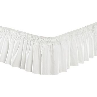 Pleated Wrap Around Bed Skirt Egyptian Cotton Elastic Dust Ruffle White Queen