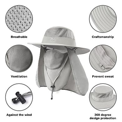 Fishing Hat UPF 50+ Sun Cap Neck Flap Outdoor Men Women