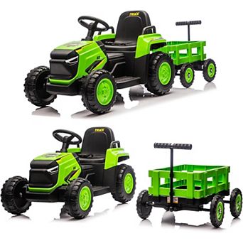 12V Kids Electric Tractor with Cart, Remote Control, Outdoor Garden Play