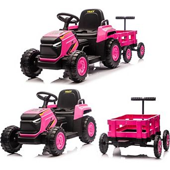 12V Kids Electric Tractor with Cart, Remote Control, Outdoor Garden Play