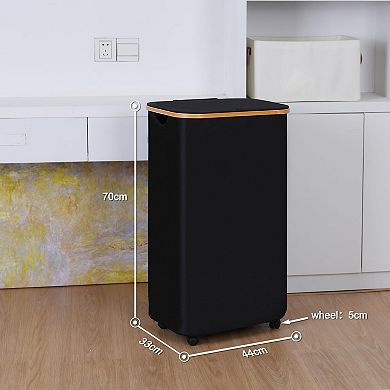Laundry Basket with Wheels Lid Handles Collapsible Waterproof Tall Cloth Dormitory Family