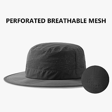UPF 50+ Bucket Sun Hat Perforated Mesh Adjustable Breathable Lightweight Outdoor Men Women