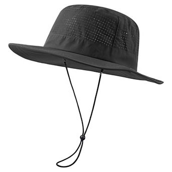 UPF 50+ Bucket Sun Hat Perforated Mesh Adjustable Breathable Lightweight Outdoor Men Women