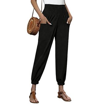 Women Boho Harem Pants Casual Loose High Waist Cargo Lounge Pant for Beach Travel Vacation