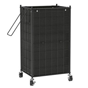 Laundry Hamper Wheels Metal Wire Frame Rolling Basket Removable Bag Dirty Clothes Organizer