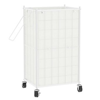 Laundry Hamper Wheels Metal Wire Frame Rolling Basket Removable Bag Dirty Clothes Organizer