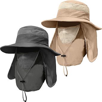 Men's Wide Brim Fishing Hat UPF 50+ Sun Protection Removable Face Neck Flap