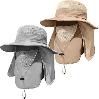 Men's Wide Brim Fishing Hat UPF 50+ Sun Protection Removable Face Neck Flap
