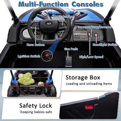 24V Electric UTV Ride-On for Kids, 2 Seater, LED Lights